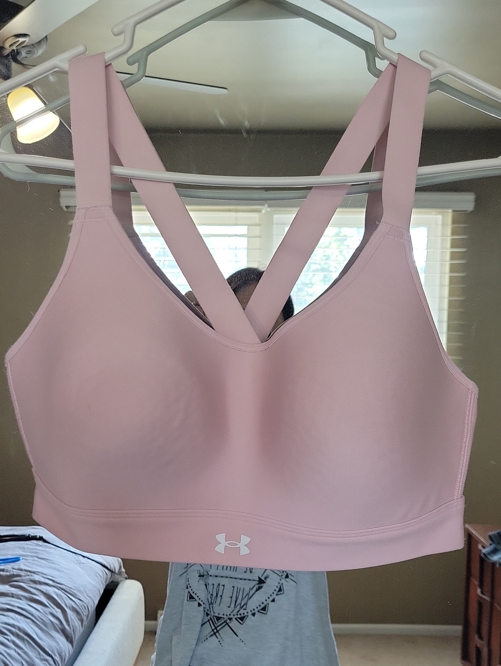 Under Armour Pale Pink Crossback Light Support Sports Bra Large